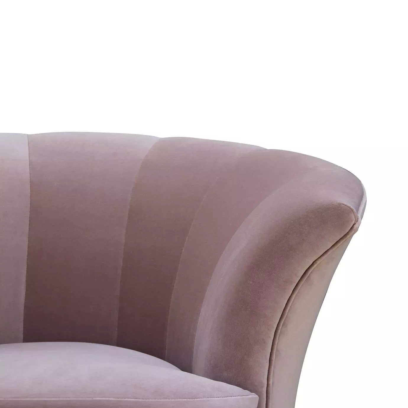 Elegant close-up of the soft pink velvet upholstery of the Besame Chair.