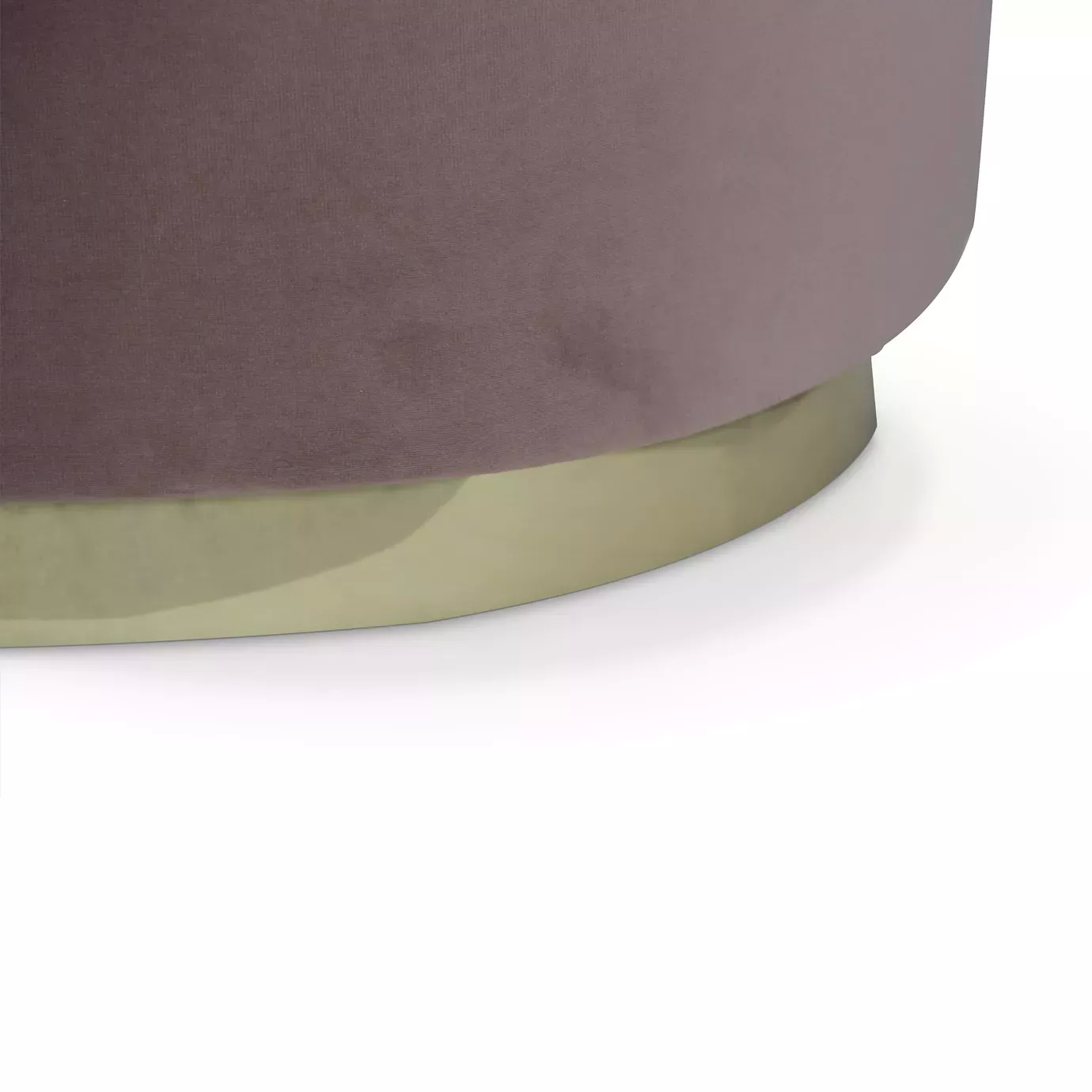 Elegant close-up of the golden base and soft pink velvet upholstery of the Besame Chair.