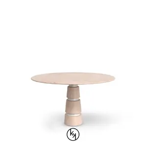 Elegant Avalanche Estremoz Marble Dining Table with geometric base.