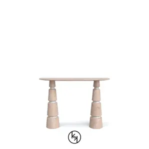 Avalanche Console: Rose Estremoz marble top and striking conical legs with details create a sleek, modern design.