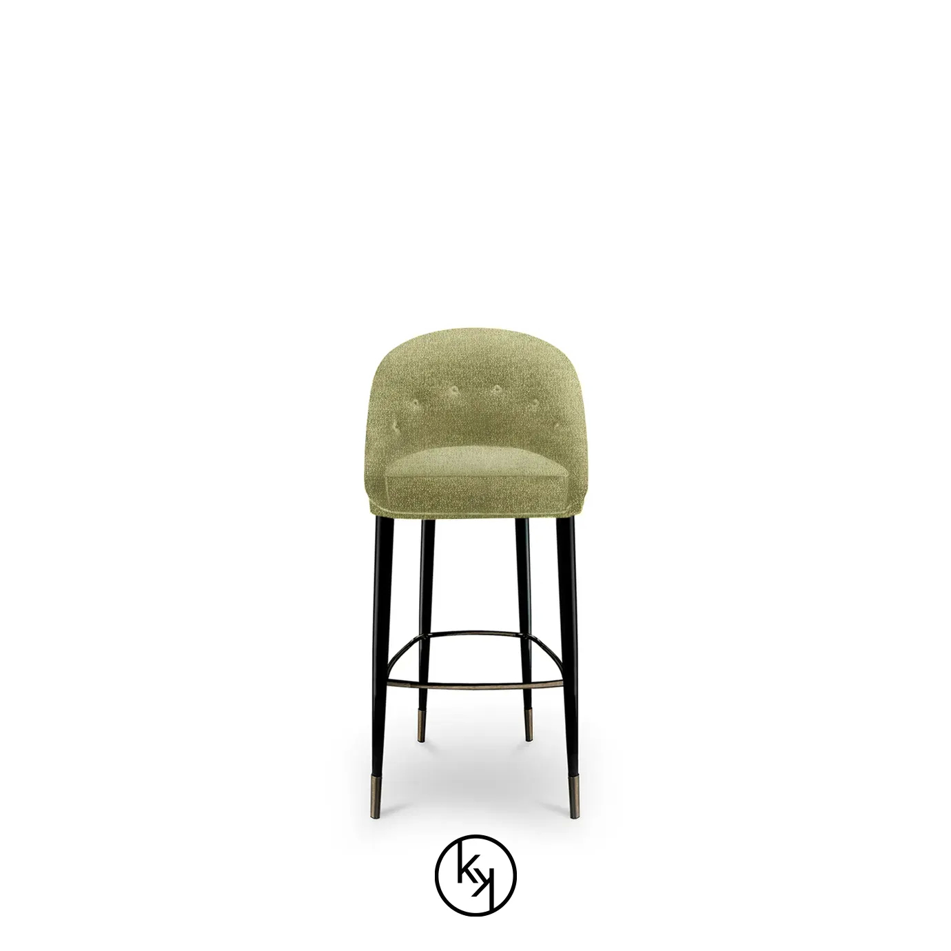 Aberdeen Counter Stool by KOKET pairs a sculptural base with plush upholstery