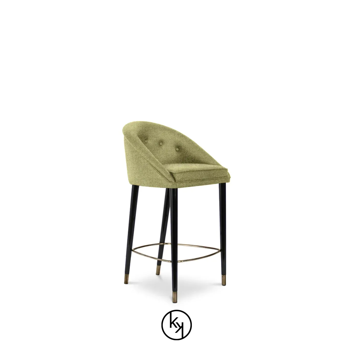 Aberdeen Counter Stool by KOKET pairs a sculptural base with plush upholstery