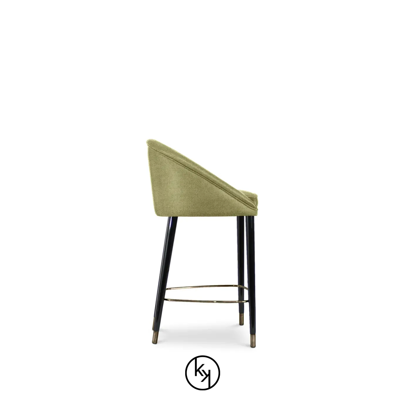 Aberdeen Counter Stool by KOKET pairs a sculptural base with plush upholstery