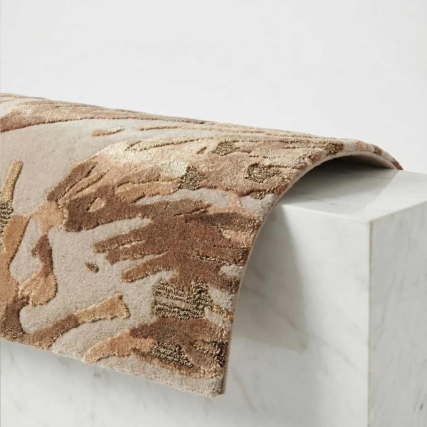 KOKET Hibiscus Bronze Rectangle Rug with raised bronze pattern
