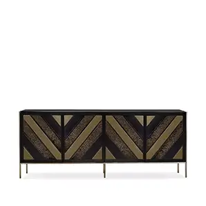 Opium Cabinet with elegant geometric design in black, gold, and textures.
