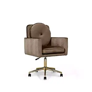 Elegant Hemma Office Chair upholstered in brown velvet with a golden swivel base and black wheels.