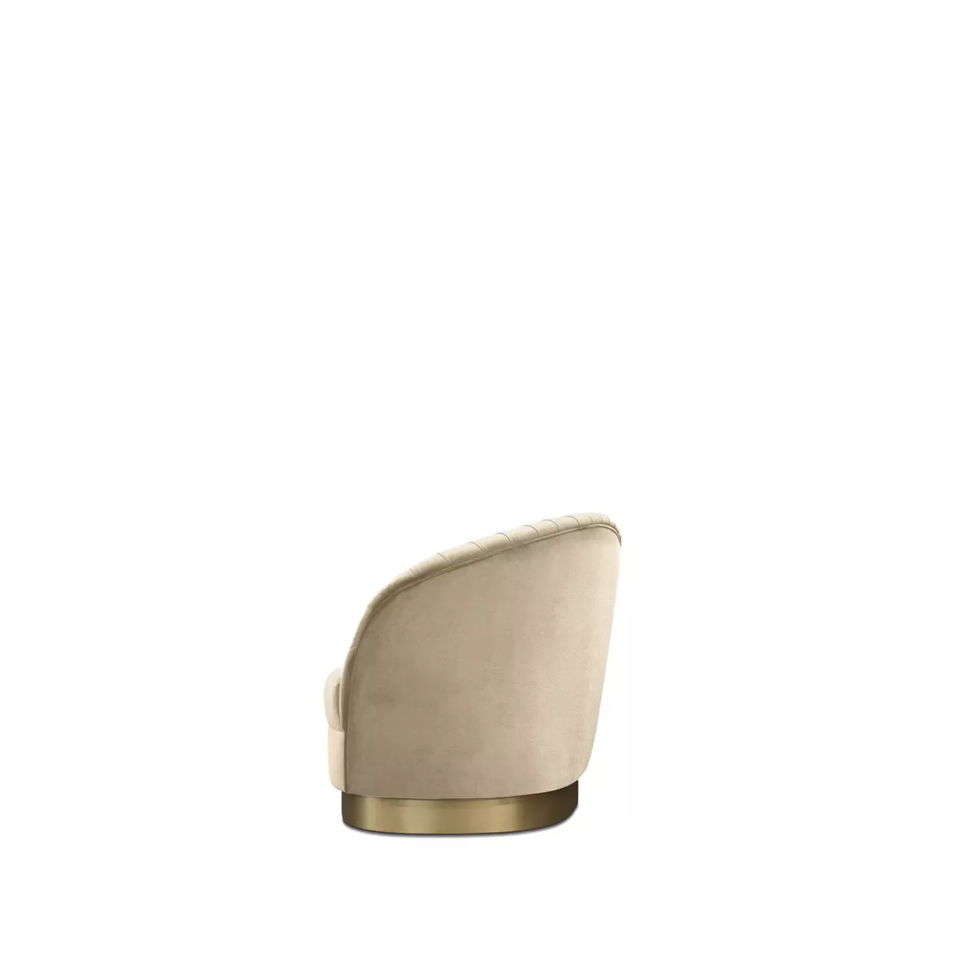 Elegant Kelly Sofa with golden metal base and cream fabric upholstery with pleated details.