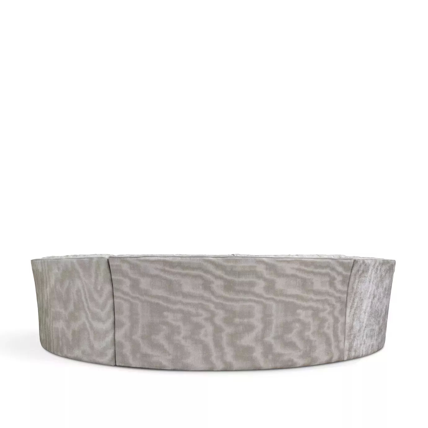 Elegant Entice Sofa with curved design and light textured fabric upholstery.