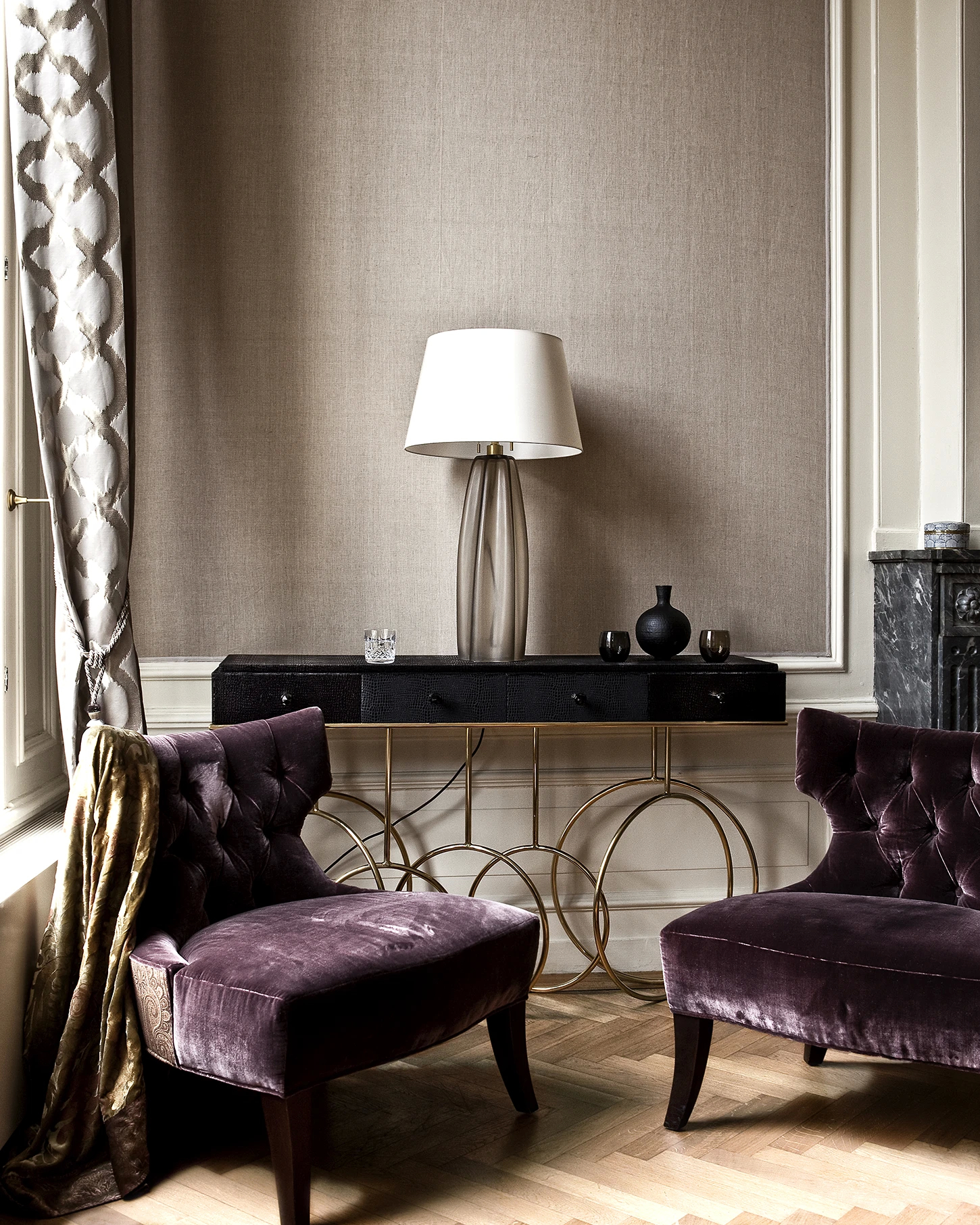 A stunning interior featuring Koket's Burlesque Console, part of the luxurious Canal Residence project.