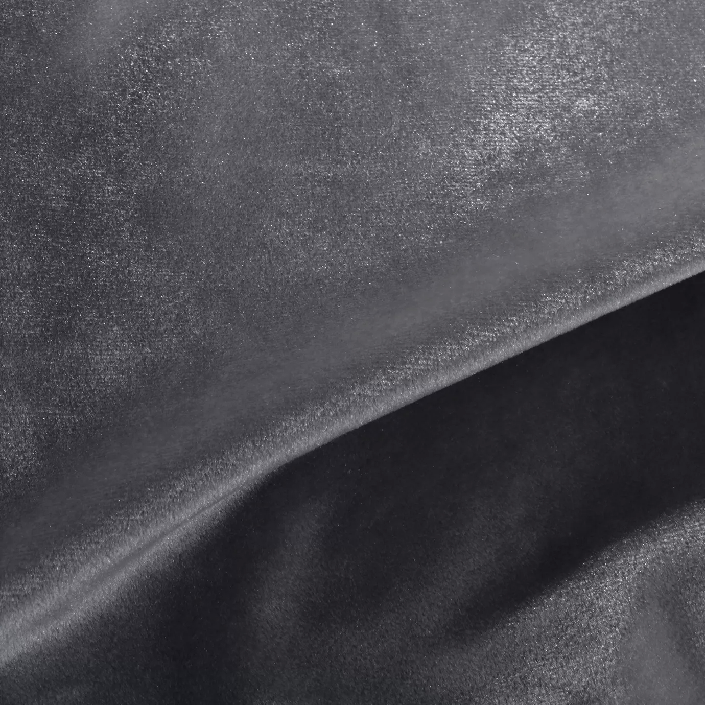 Elegant close-up of a Silky Velvet 405 fabric swatch in a luminous and soft blue-gray tone, showcasing its smooth texture and the delicate folds that highlight its sophisticated and silky sheen.