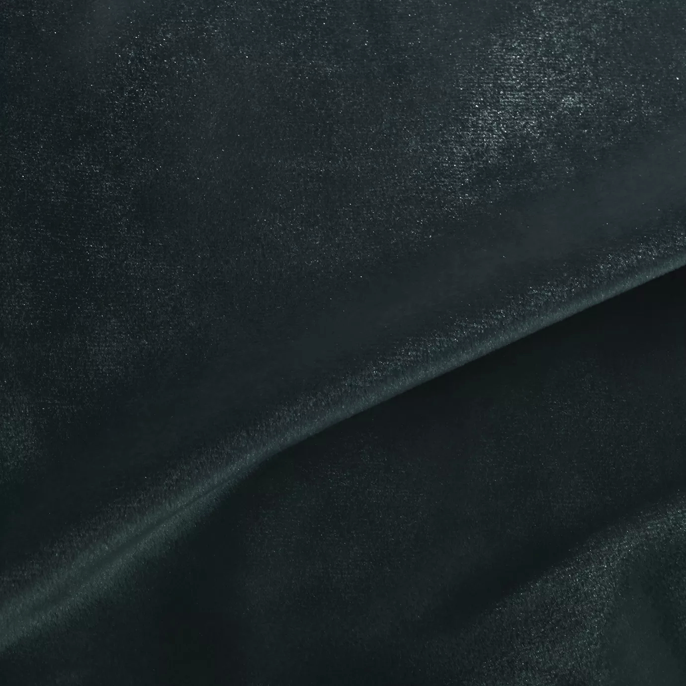 Elegant close-up of a Silky Velvet 419 fabric swatch in a deep and luminous teal tone, showcasing its smooth texture and the delicate folds that highlight its intense and silky sheen.