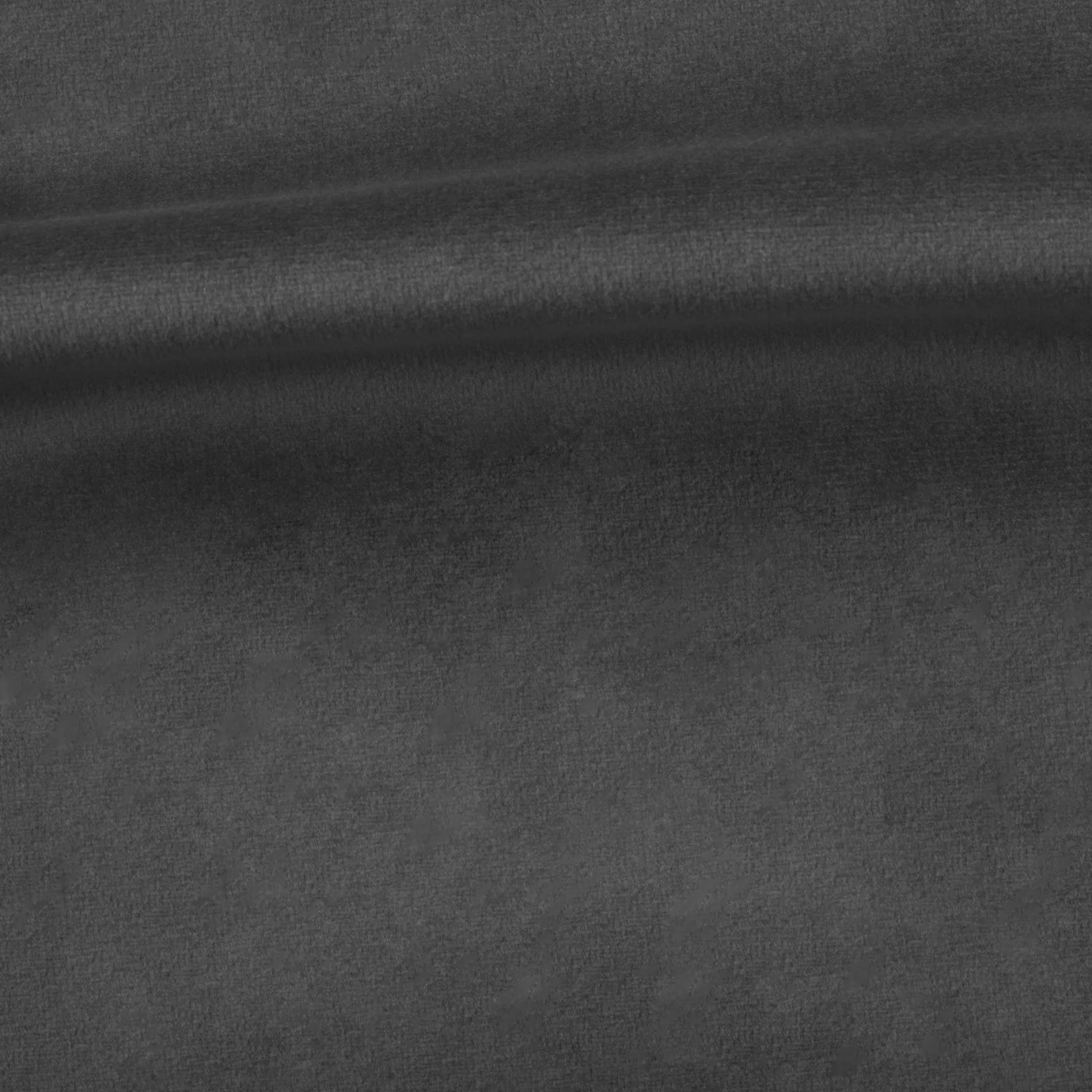 Soft and elegant close-up of a Venice Velvet 26 fabric swatch in a dark and sophisticated gray tone, showcasing its velvety texture and a delicate sheen that gives it a feeling of comfort and timeless elegance.