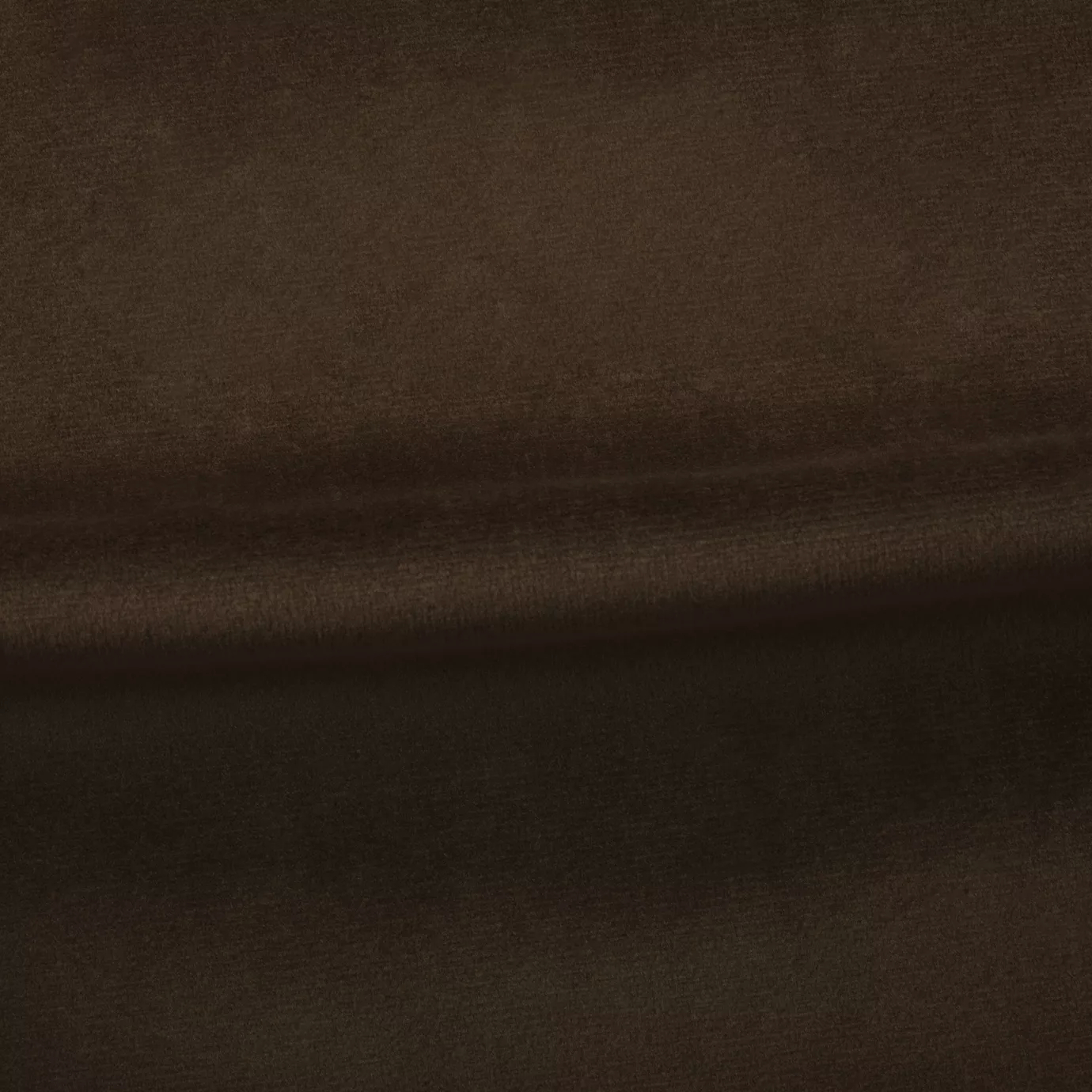 Soft and elegant close-up of a Venice Velvet 35 fabric swatch in a rich and sophisticated chocolate brown tone, showcasing its velvety texture and a delicate sheen that gives it a feeling of comfort and intense elegance.