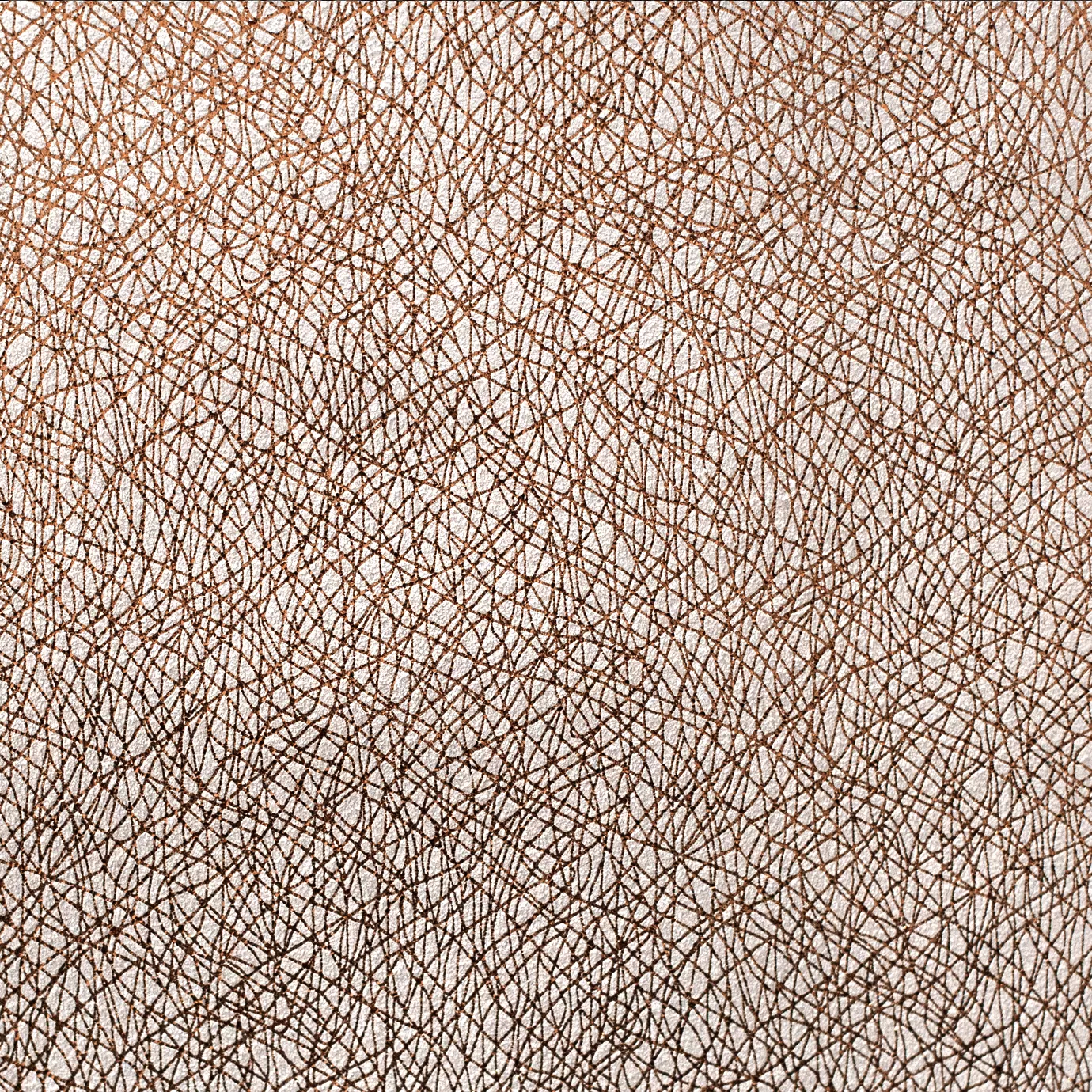 Close-up of a Glamour Bronze fabric swatch with an abstract pattern of fine bronze lines interwoven on a light base, showcasing its unique texture and a subtle metallic sheen that gives it a feeling of modernity and warm elegance.