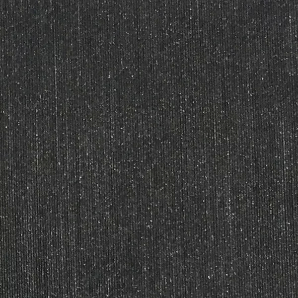 A close-up of Pearl Synthetic Leather in a dark charcoal gray reveals a fine, vertical ribbed texture with a subtle sheen.