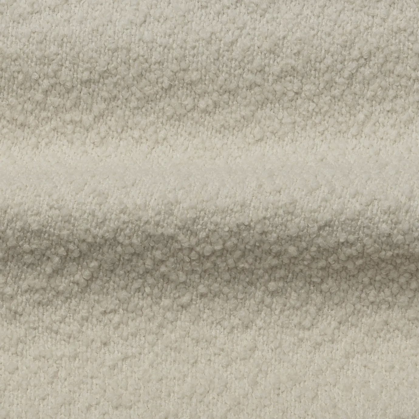 Soft Milky White Iconic Boucle fabric with a textured, looped surface in a smooth, creamy white tone.