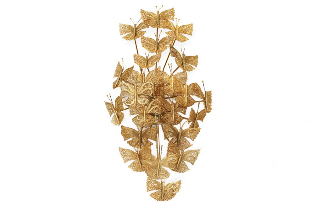 nymph sconce gold brass filigree