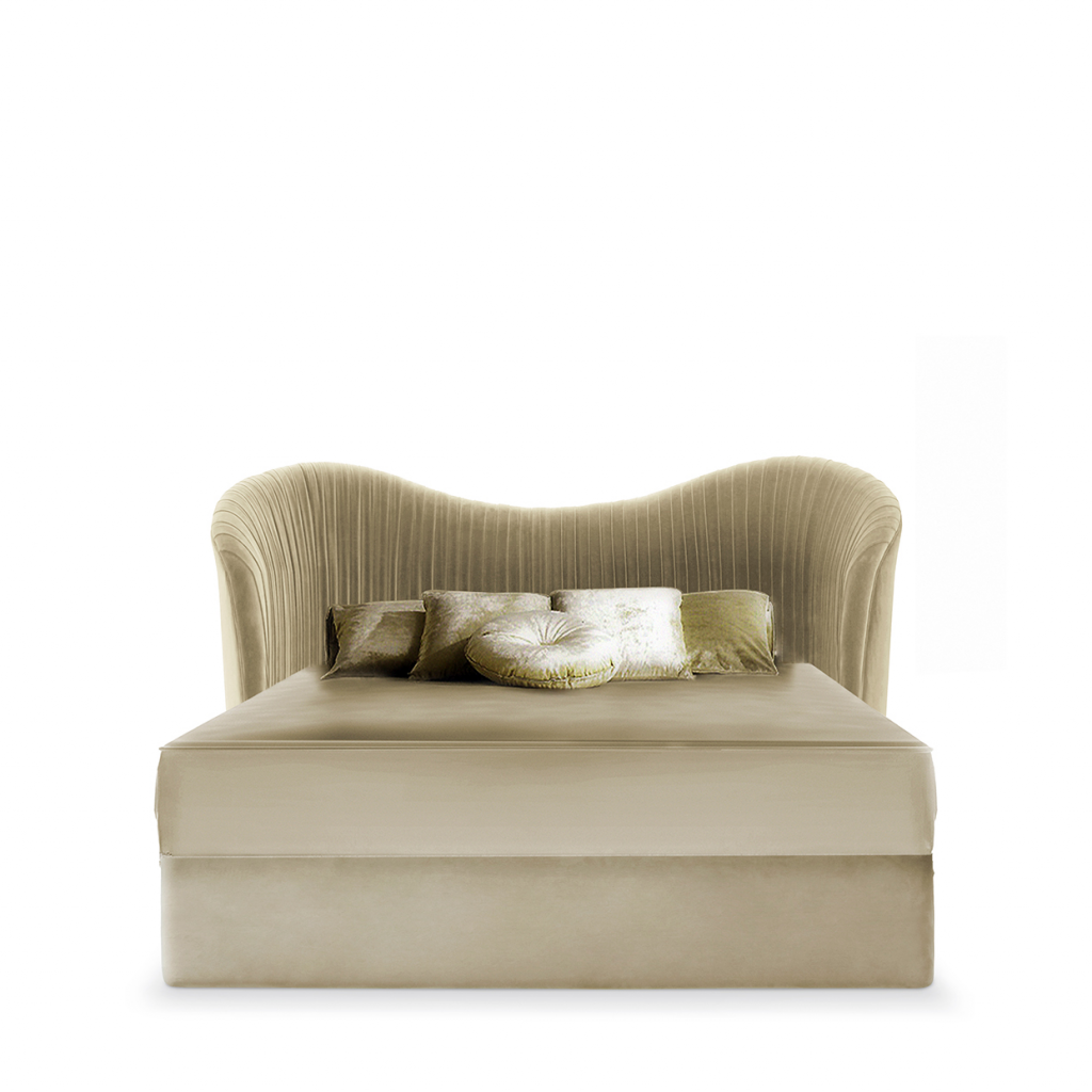 Kelly Bed, The lux and bodacious Kelly bed is the cool girl sipping Cosmos in the dark corner of a chic NYC lounge. Her fluid curves are harmoniously matched by sumptuous pleated waves of supple velvet upholstery fabric. You'll be dying to get up close and personal with her fully upholstered body.