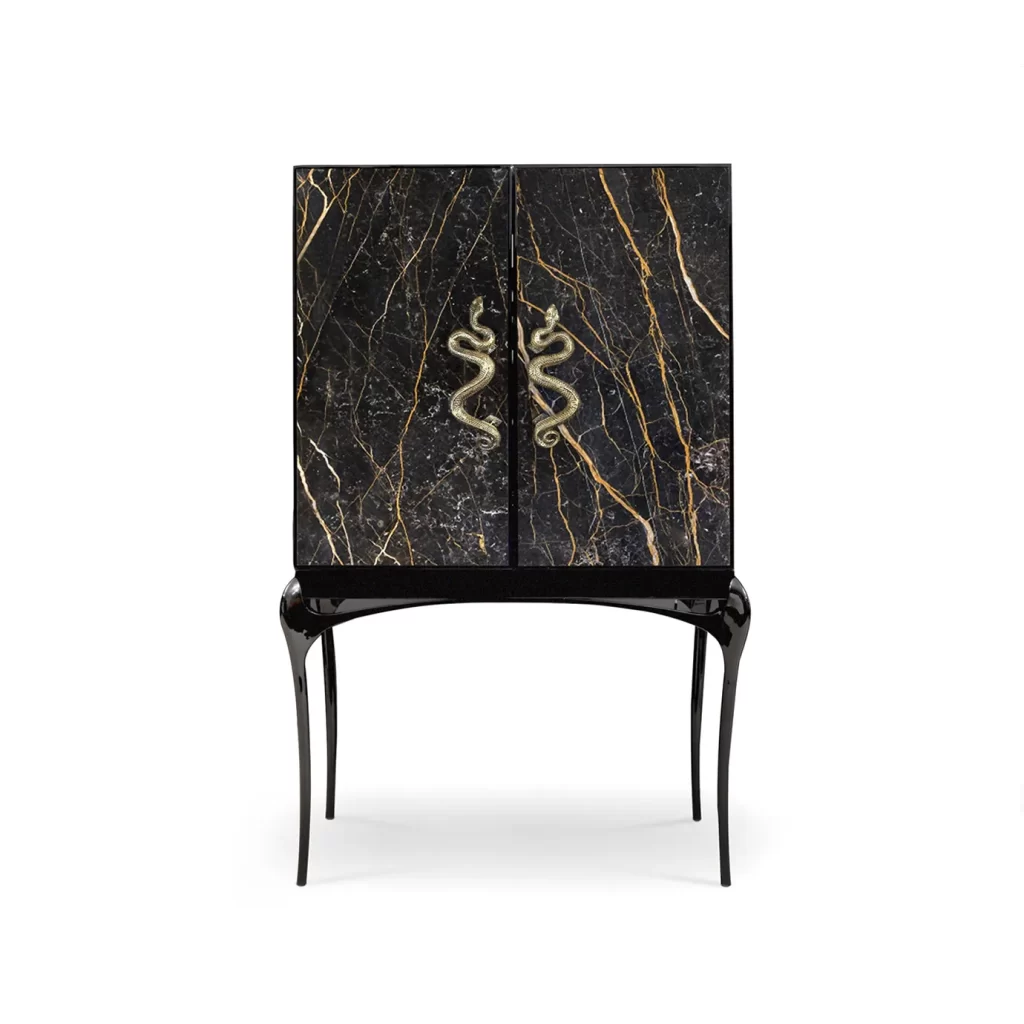 India Port Laurant Marble Bar Cabinet by KOKET
