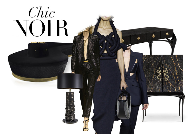 Chic noir Fashion moodboard