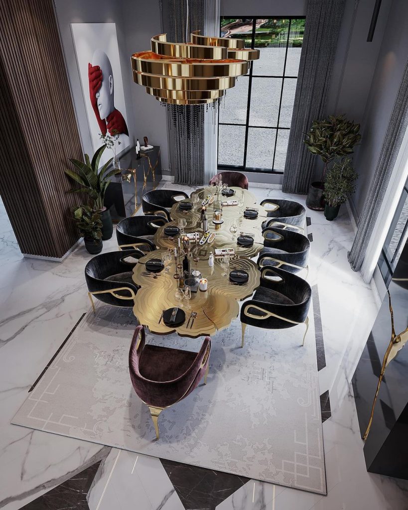 Boca do Lobo, dining room, gold, statement, statement piece, luxury