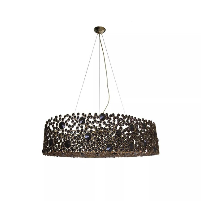 Luxury bathroom furniture: Eternity Oval Black Glass Chandelier by KOKET, crafted with exquisitely hand-carved glass crystals.