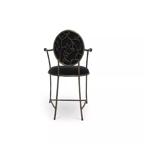 Enchanted Counter Stool: with an elegant backrest resembling branches, this Counter Stool has a luxurious black upholstery.