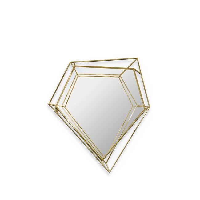 With simple lines, the Diamons Small Mirror has a luxurious golden frame, resembling the form of a diamond.