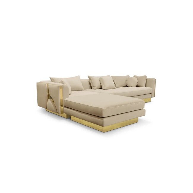 Simple yet sophisticated, the creamy toned Lapiaz Modular Sofa has clean lines. Its golden metal details in the base give this furniture piece a luxurious touch.