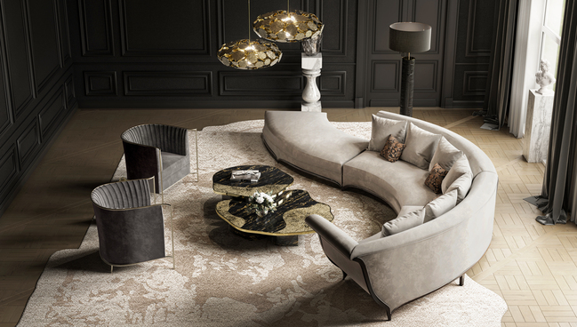 luxury interior mansion with a big sofa