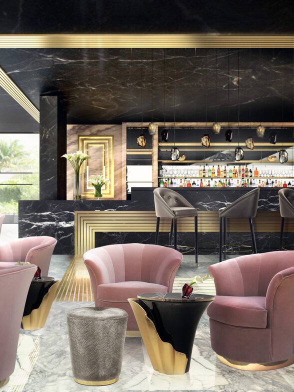 Besame Metal Base Chair has a pink chair upholstery with a modern curvy design.
