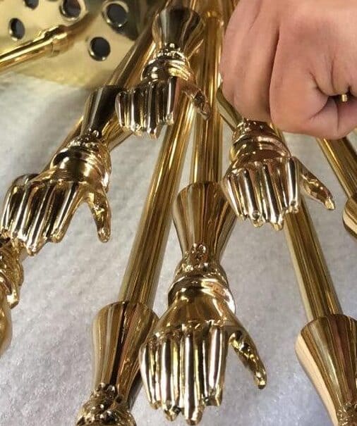 koket goddess metal mirror brass hands