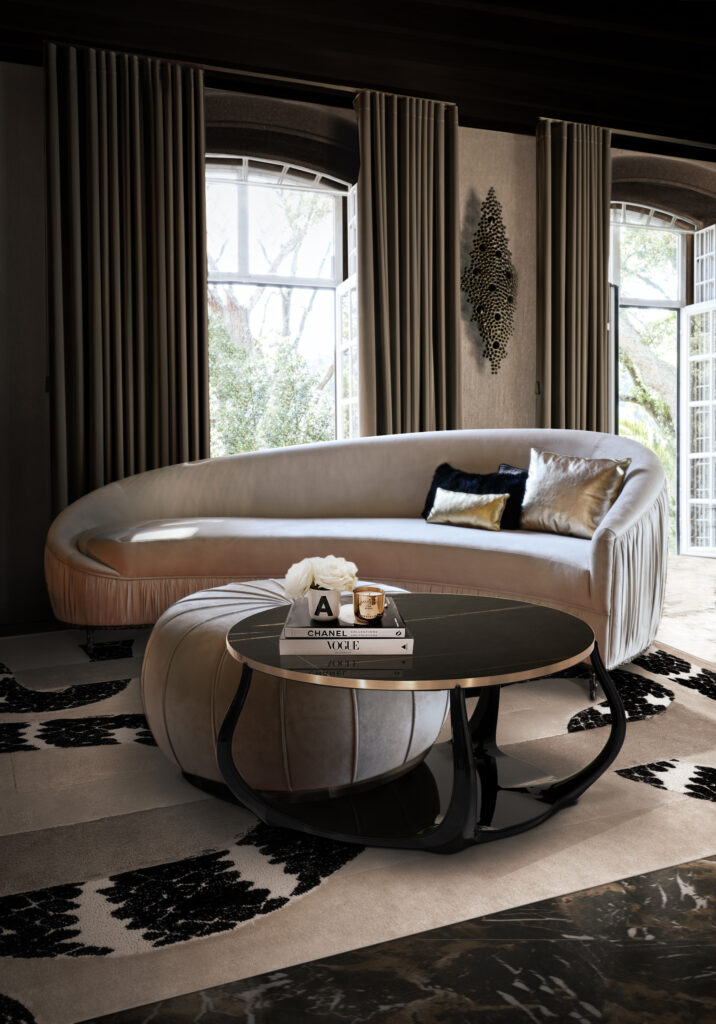 Marble and metal luxury table.