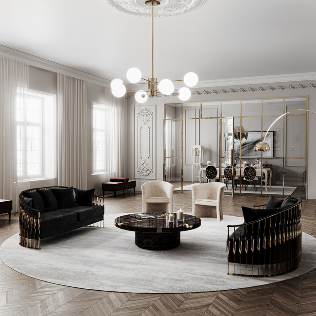 Mandy Sofa for bespoke living room design with jewelry-inspired elegance.