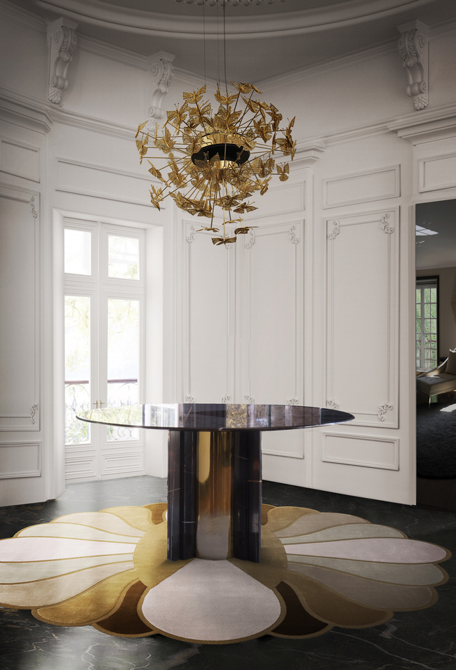 Nymph Chandelier by KOKET adding whimsical charm to a designer entryway