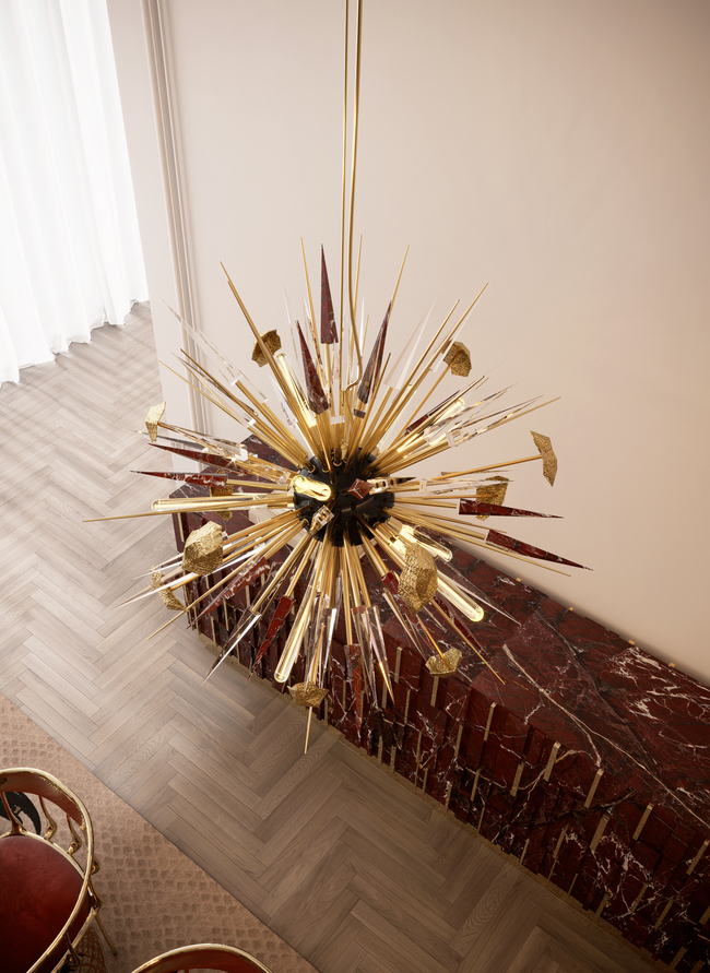 outburst chandelier by boca do lobo - koket collaboration dubai interiors sculptural lighting