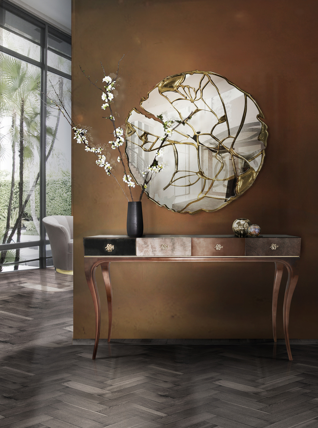 Untamed Console by KOKET in a captivating foyer design with bold hardware