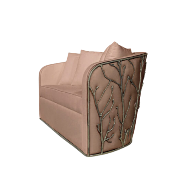 sofa with decorative back blush pink velvet luxury couches nature inspired design feminine