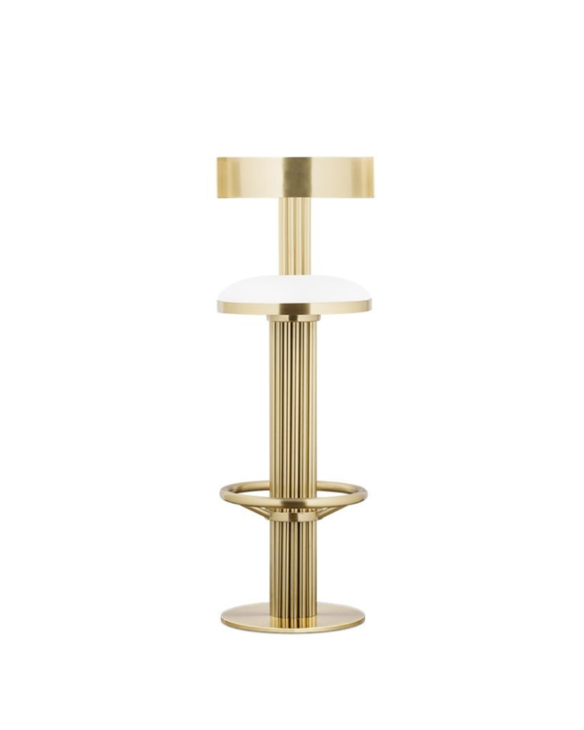 Timeless brass bar chair with leather seat and classic Casablanca-inspired lines