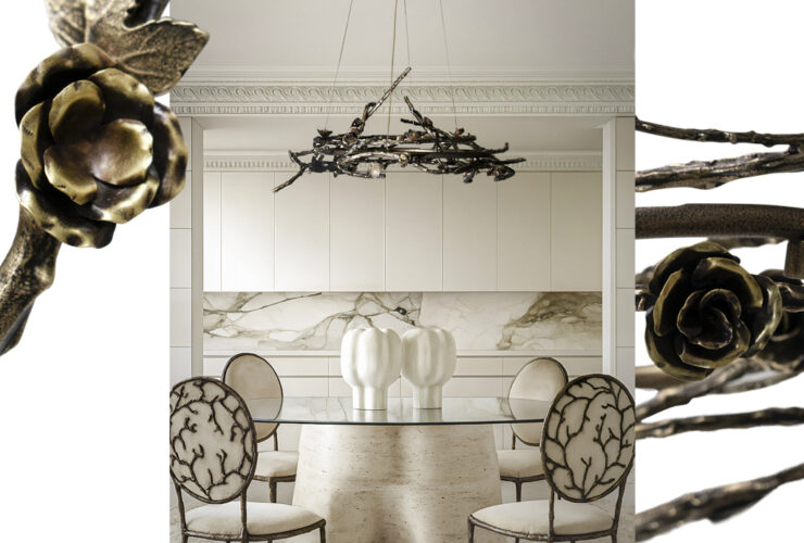 koket rose chandelier brass luxury lighting handmade in Portugal jewelry for the home