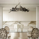 Luxe dining room design with the Rose Chandelier by KOKET in a romantic setting.