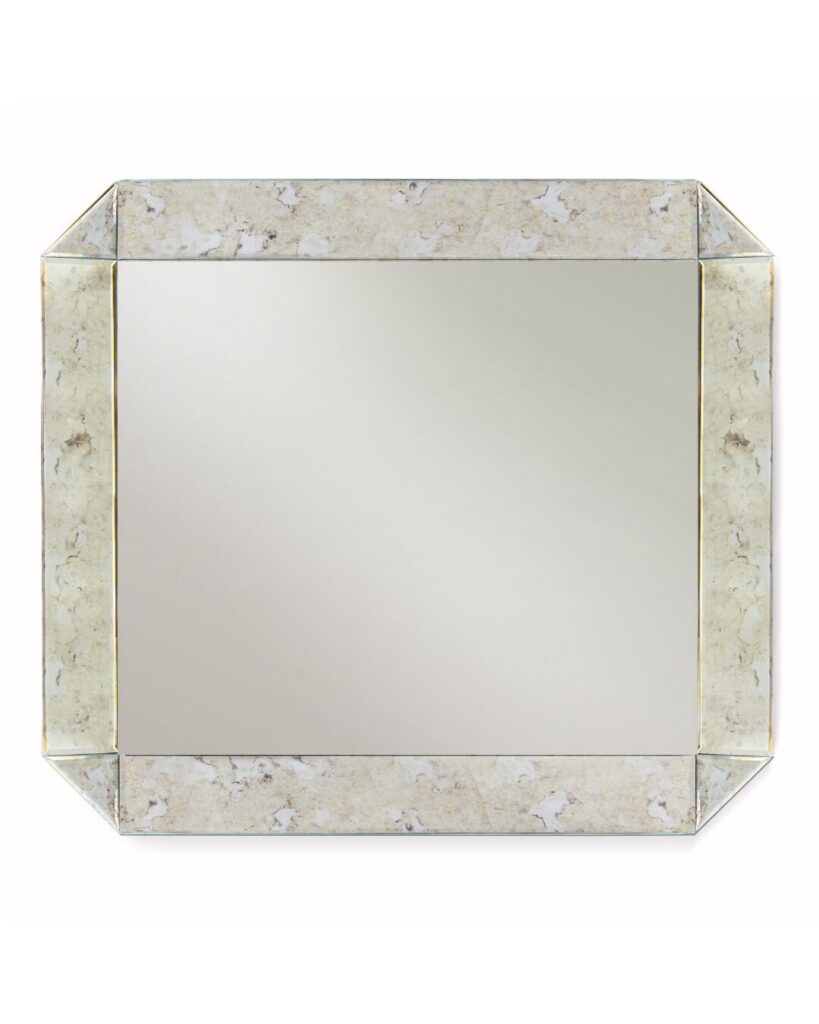 Tamara Art Deco mirror by KOKET – rectangular luxury bathroom mirror with geometric mirrored frame