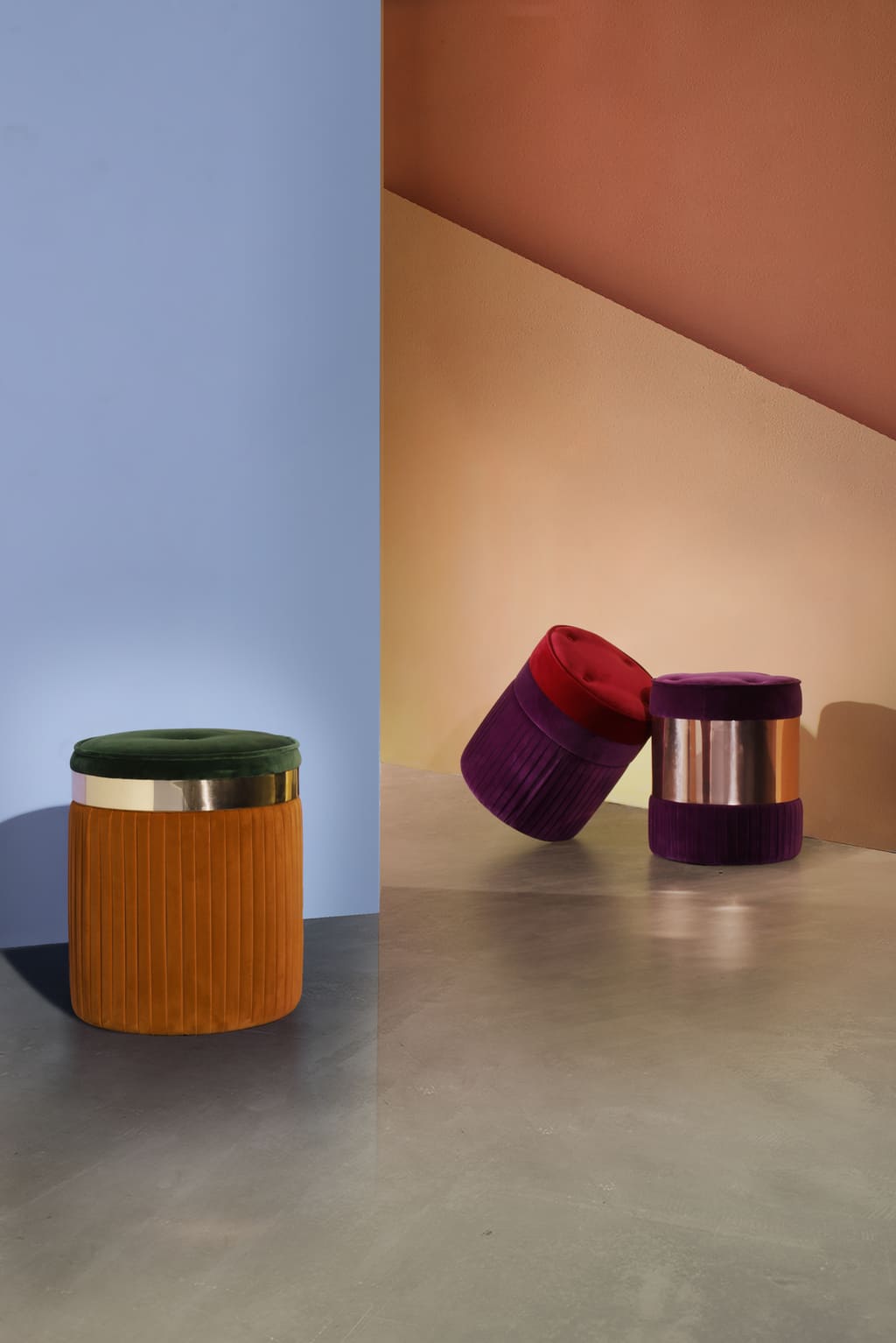 kk by koket colorful poufs stools with metal bands