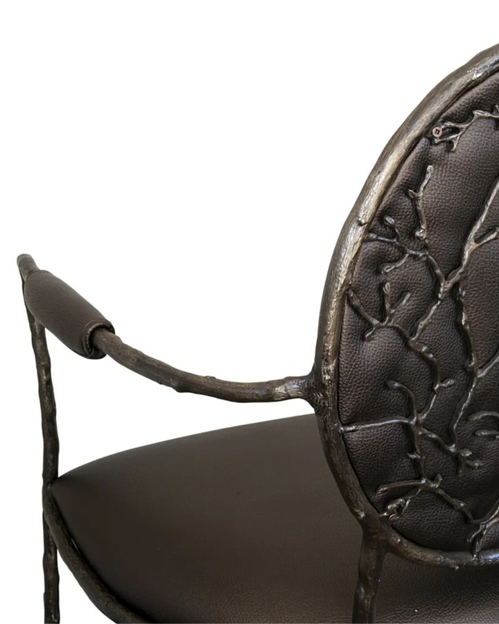 metal branch dining chair with bronze leather fabric